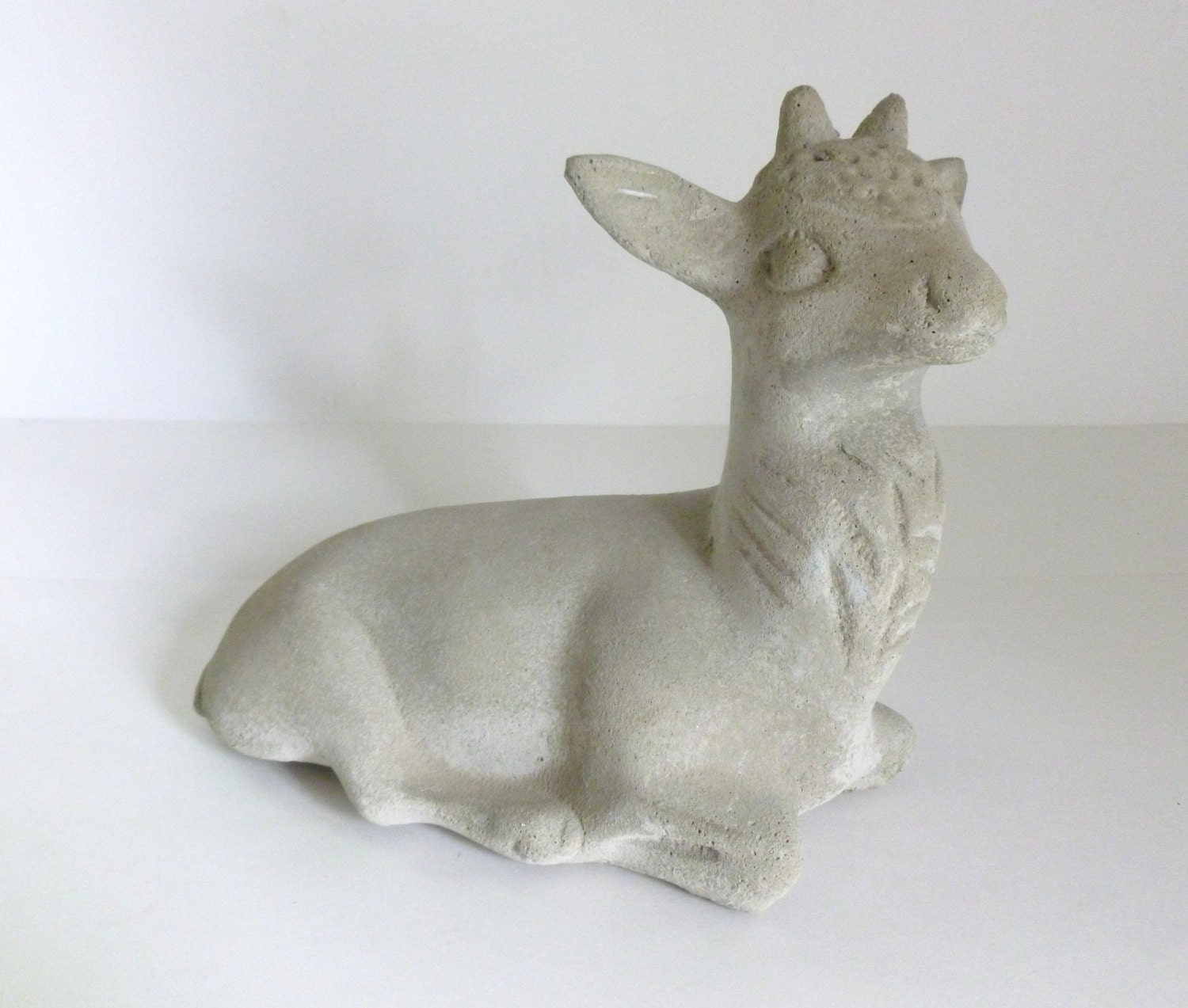 Vintage Concrete Fawn Deer Garden Animal Art Statue