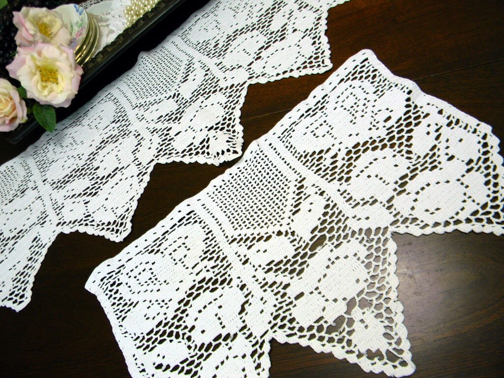 Filet Crochet Armchair or Sofa Doily Back Piece and One