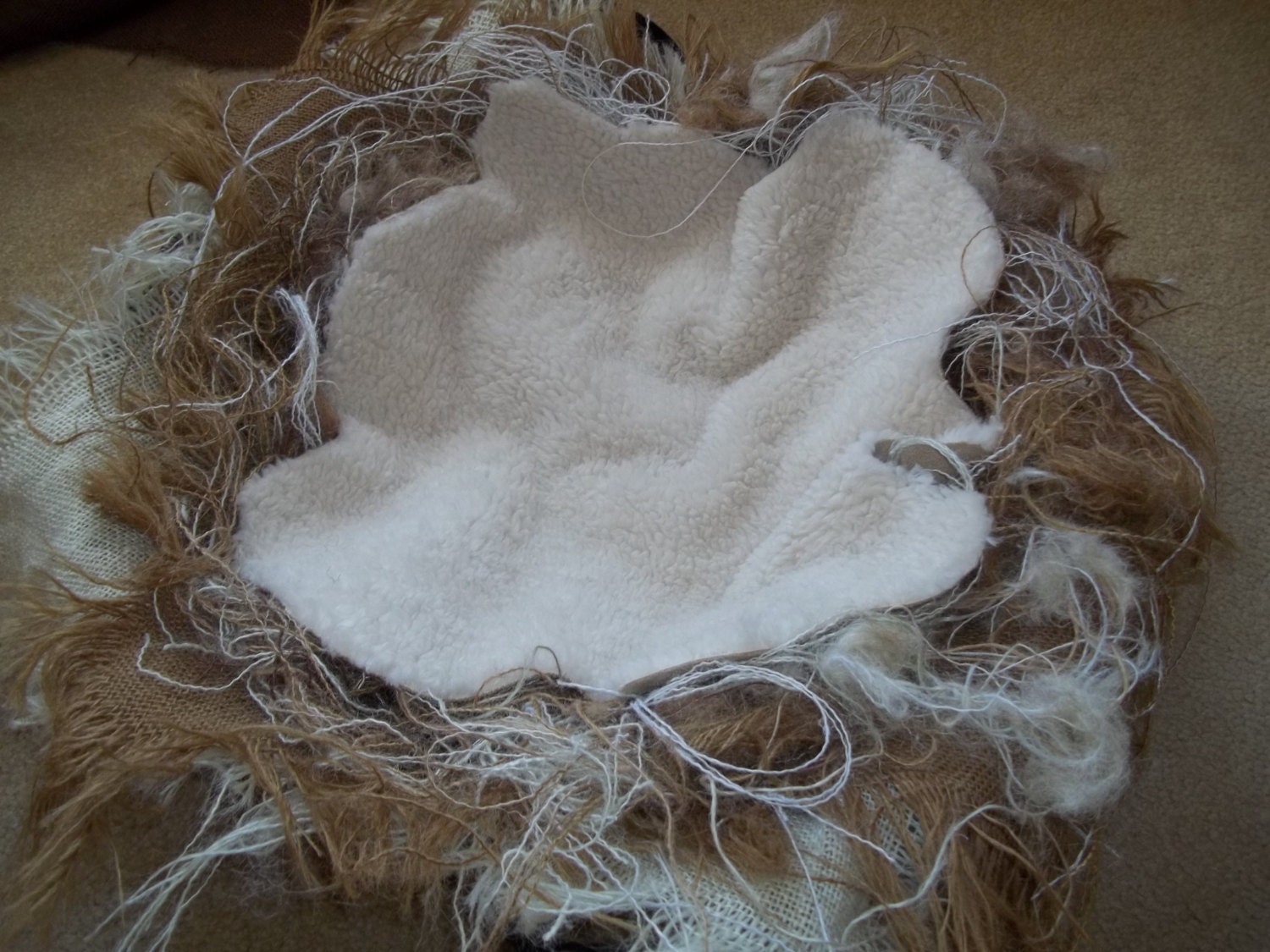 Newborn Photo Prop Burlap Basket Filler Set Layers Fur Fluff