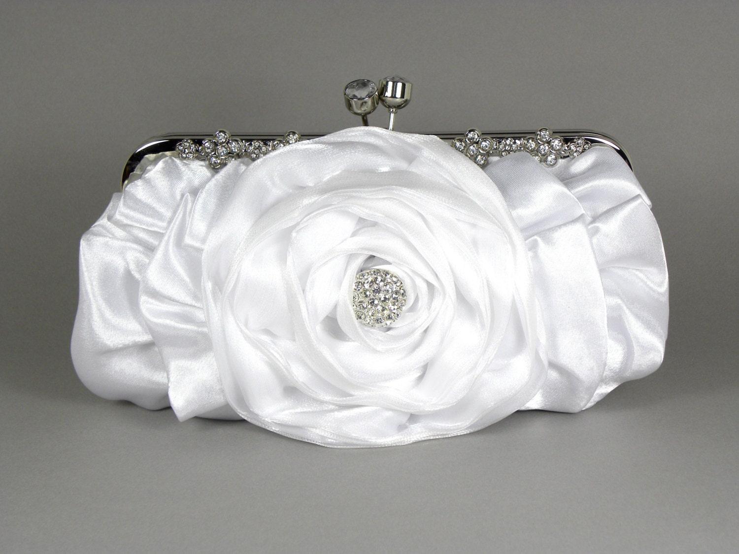 white satin bridal purse