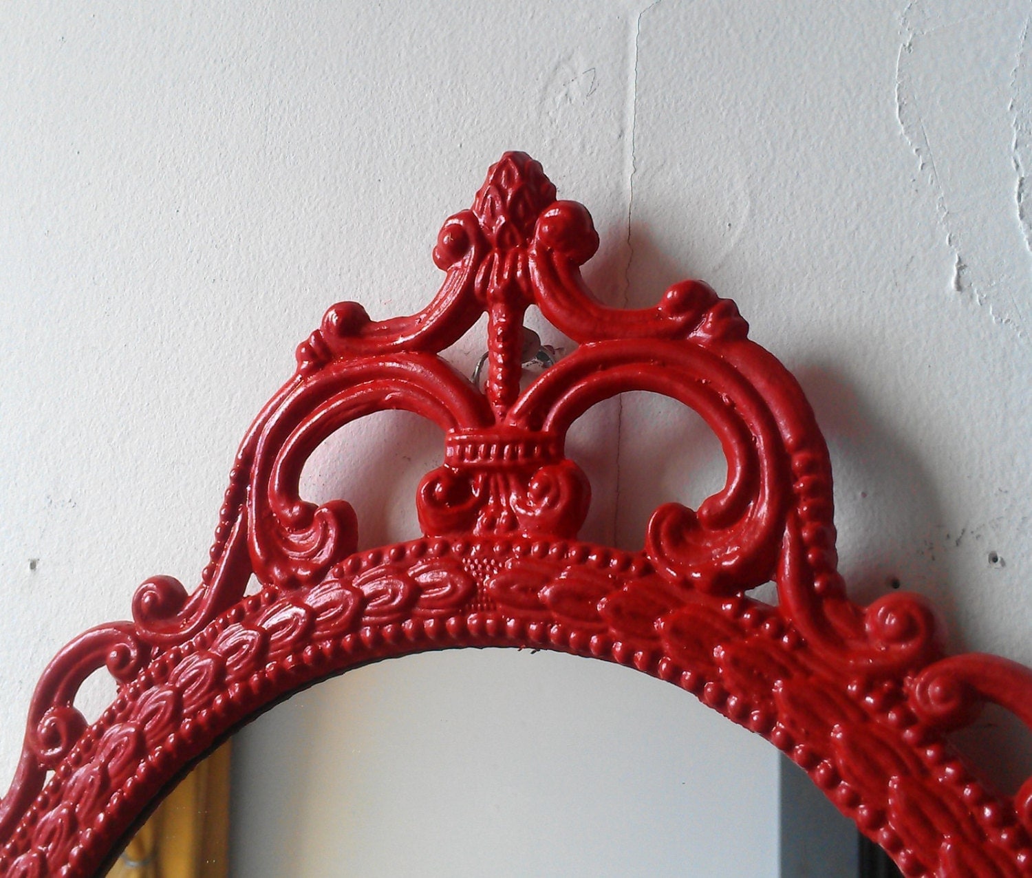 Red Wall Mirror oval mirror in vintage metal frame ornate decorative framed Red Wall Mirror oval mirror in vintage metal frame ornate decorative framed