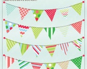 Candy Christmas Bunting Cute Digital Clipart for Invitations, Card Design, Scrapbooking, and Web Design, Garland Bunting Clipart Il_170x135
