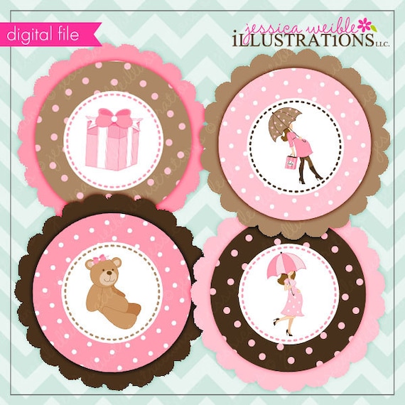 Baby Bump Pink Theme - Printable Party Tags - Cupake Toppers - Printable Party Favors - Girl Baby Shower Party Printables Il_570xn
