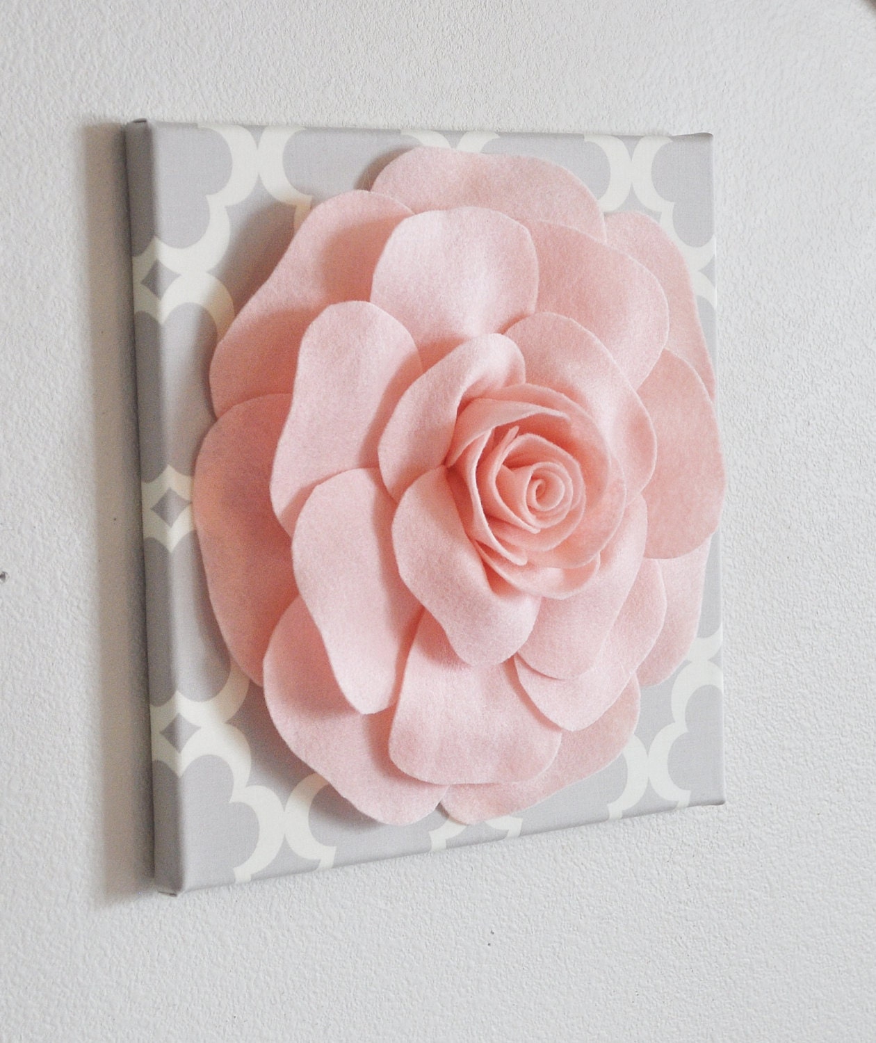  Rose  Wall  Hanging Light Pink  Rose  on Neutral Gray Tarika 12