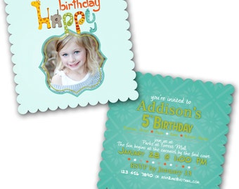 INSTANT DOWNLOAD - Luxe Birthday Invitation Photoshop Psd Photo Card Template Photographers - Animals- 0558