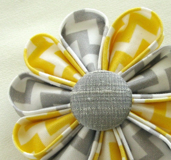 fabric using flower origami Accessory, Buttoniere Kanzashi Bridal Fashion Silk Flower Pin, Grey