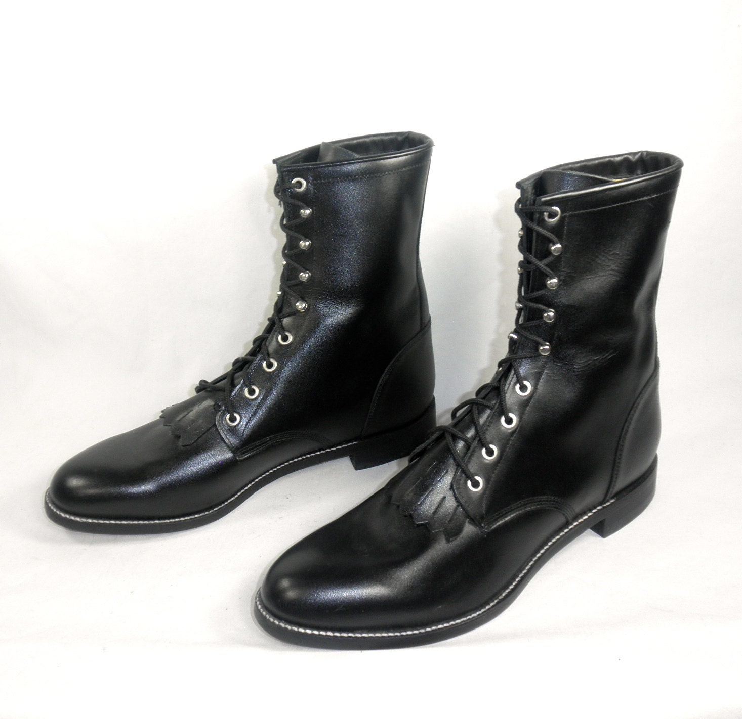 justin lace up boots black