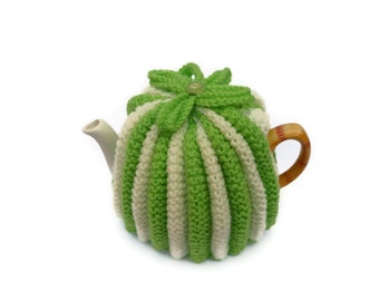 tea pot cozy cosie lime green and cream wool medium pot uk seller