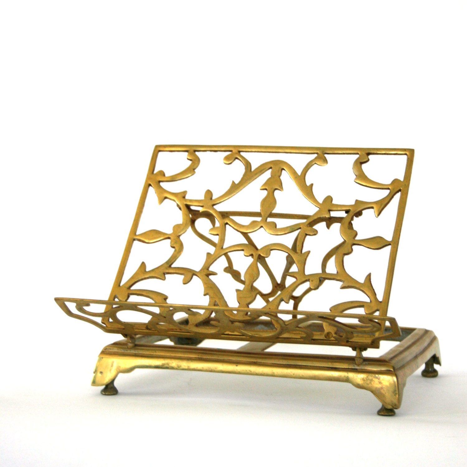 Book Stand. Easel. Decorative. Vintage Brass Book by RhapsodyAttic