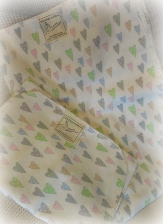 Items similar to Baby Receiving Blanket and Burp Cloth Tiny Hearts with