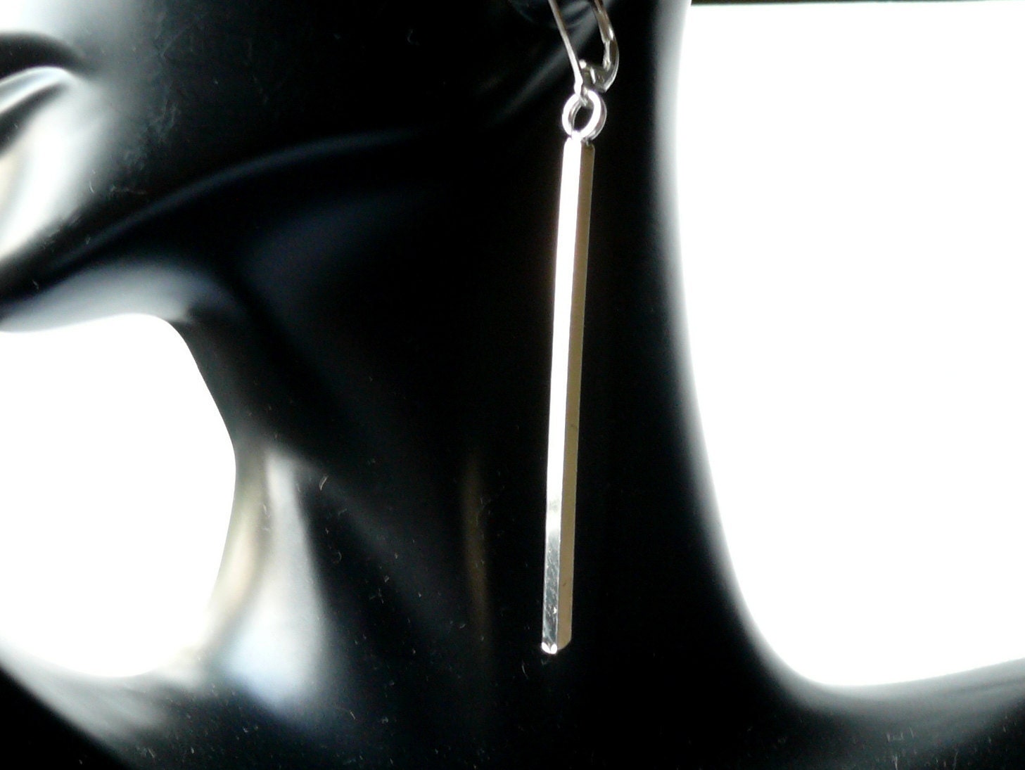 Industrial bar earring eco friendly Sterling silver earrings