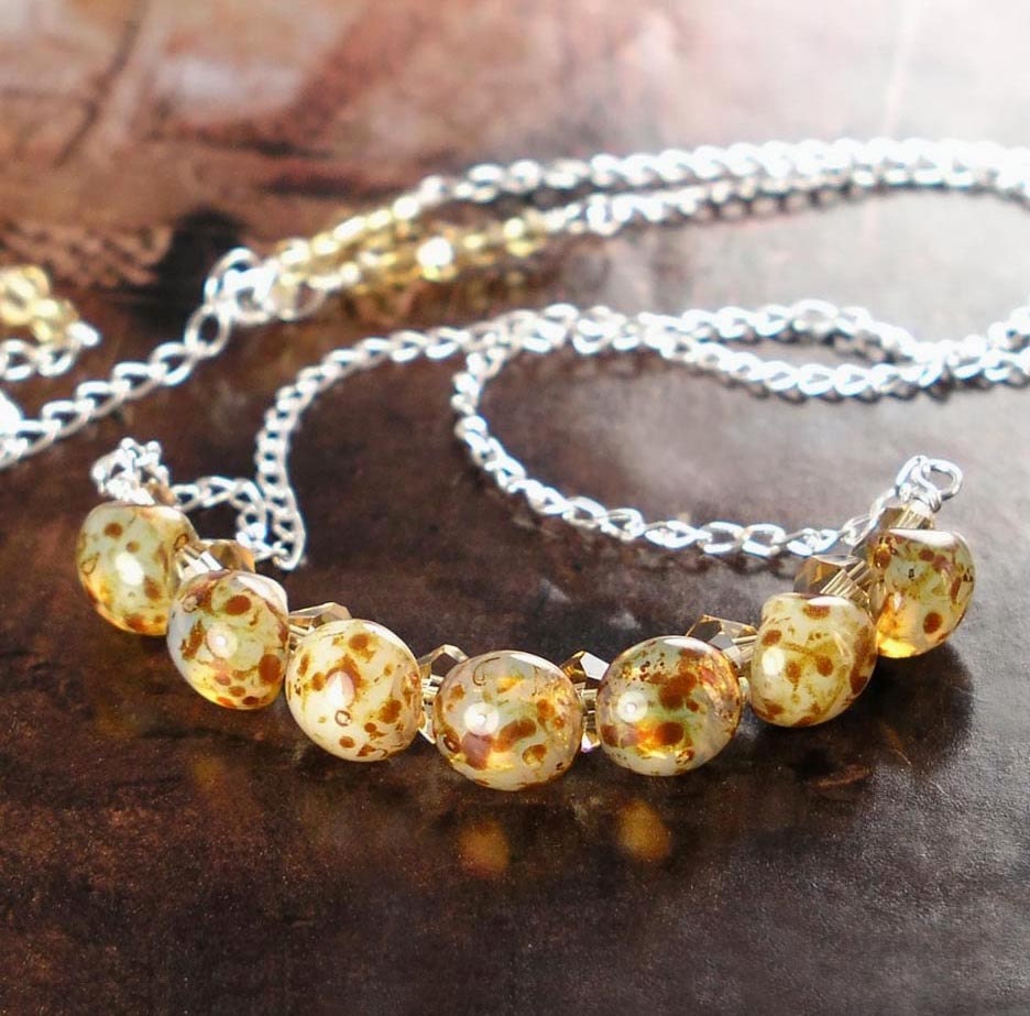 Milky Caramel Brown Necklace Sterling Silver by DorotaJewelry