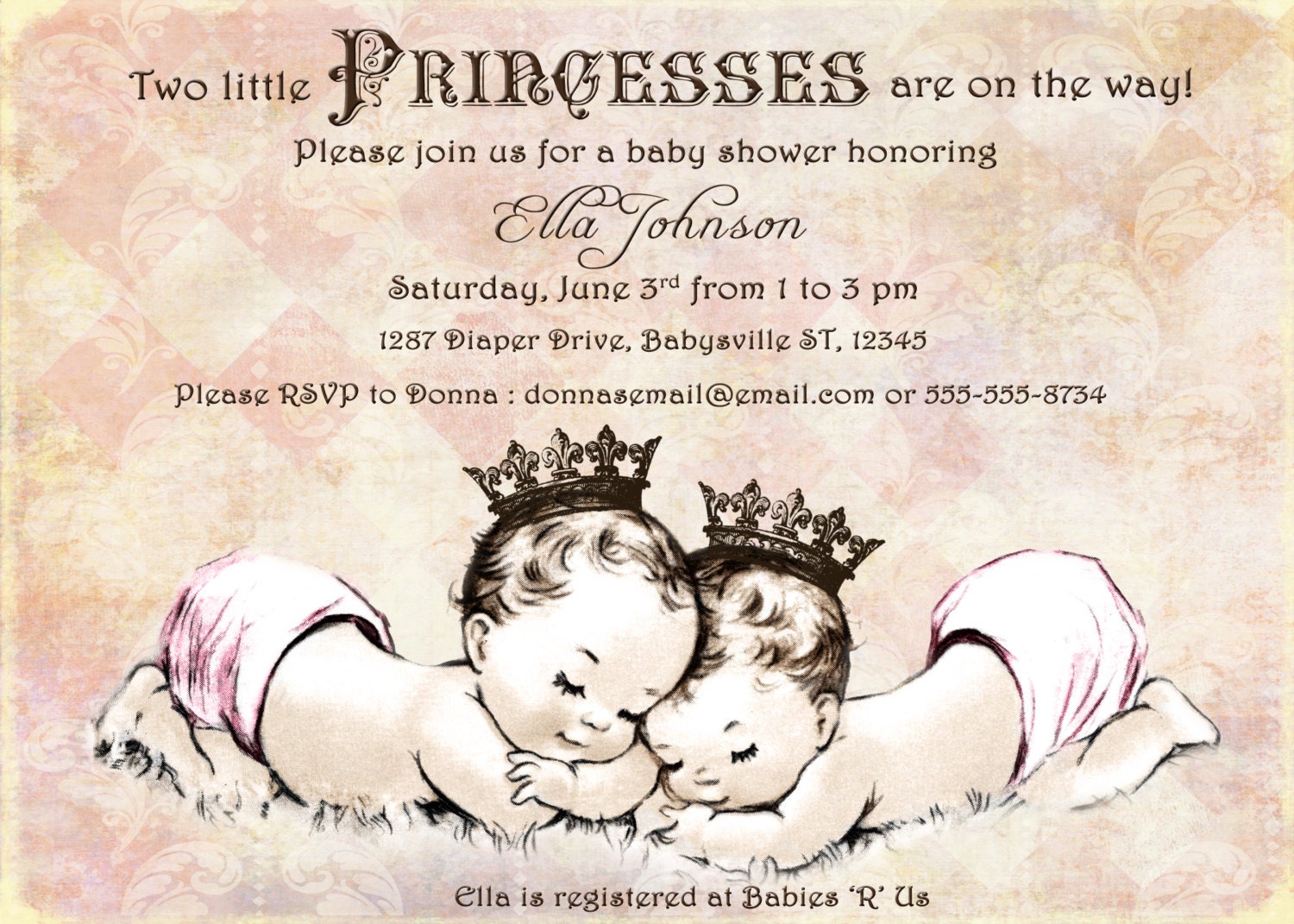 Twin Girl Baby Shower Invitations 6