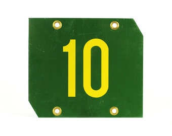 vintage large green and yellow mine sign -- no. 10