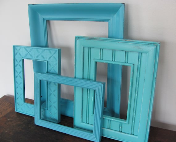 PICTURE FRAME SET Turquoise and Aqua Picture Frames Set of 4