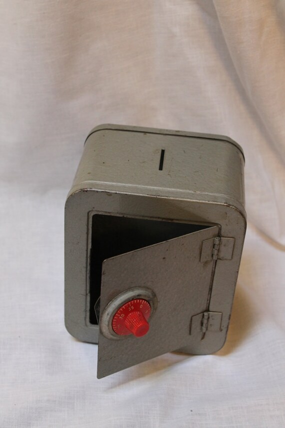 vintage metal toy combination safe bank
