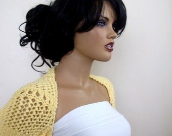 Yellow Elegant Shrug-Knitting Shrug - Any Season-Brown Bolero-New Item