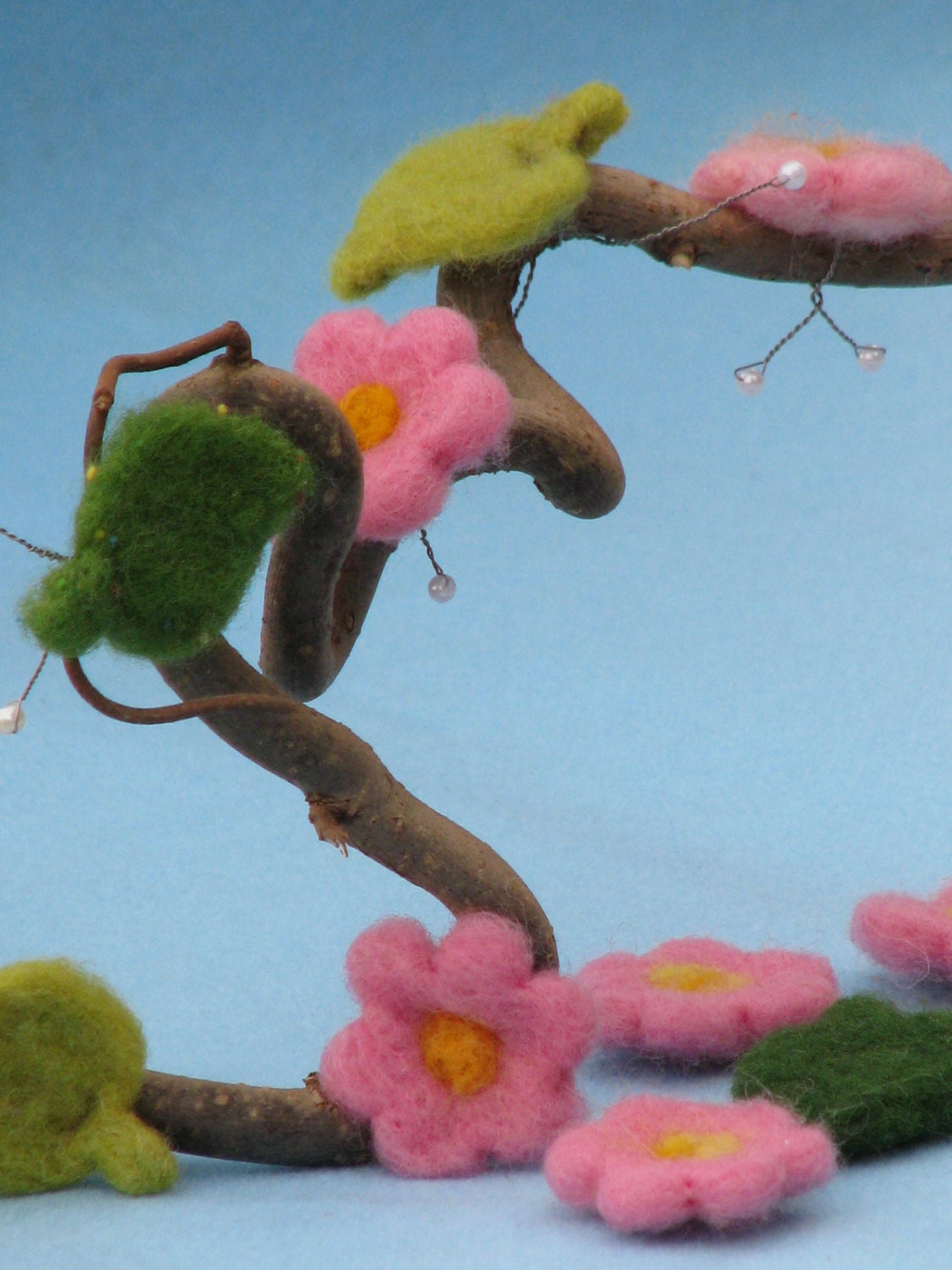 Needle felted flowers for decoration