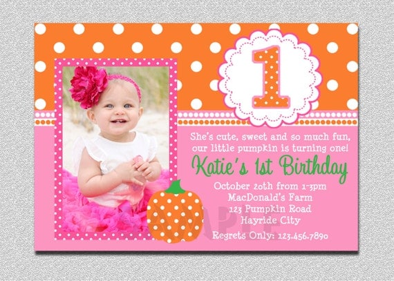 pumpkin birthday invitation pumpkin st by thetrendybutterfly, Birthday invitations