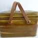 Vintage Tin Picnic Basket Metal Golds 1960's