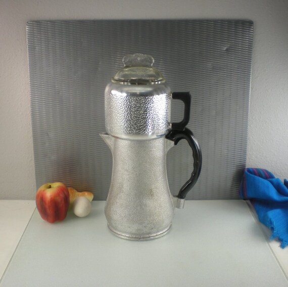 Guardian Ware Service Coffee Pot Percolator Aluminum Glass