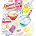 Madeleines illustrated recipe print, Kitchen art, French cake recipe illustration poster, 8X10 food print, Kitchen decor, Bakery print