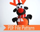 Reindeer PDF sewing Pattern, Adorable Rudolph felt Christmas Ornament Instant Download A319 Il_170x135