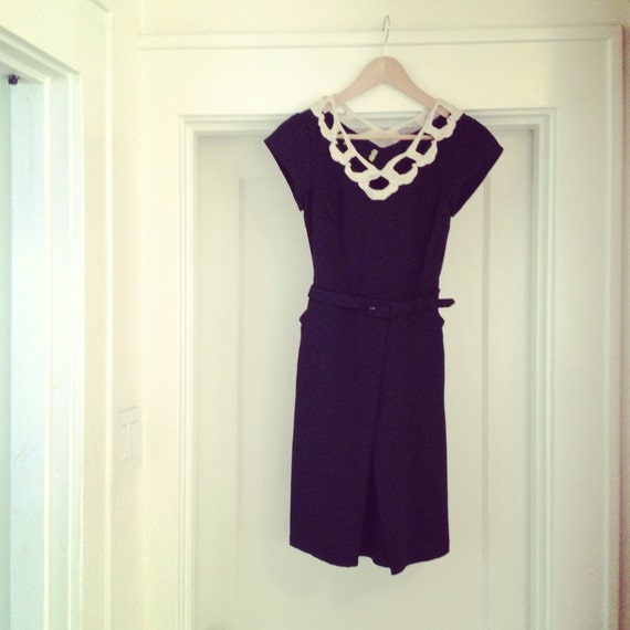 SALE Black dress with pockets and belt by FoundHound on Etsy
