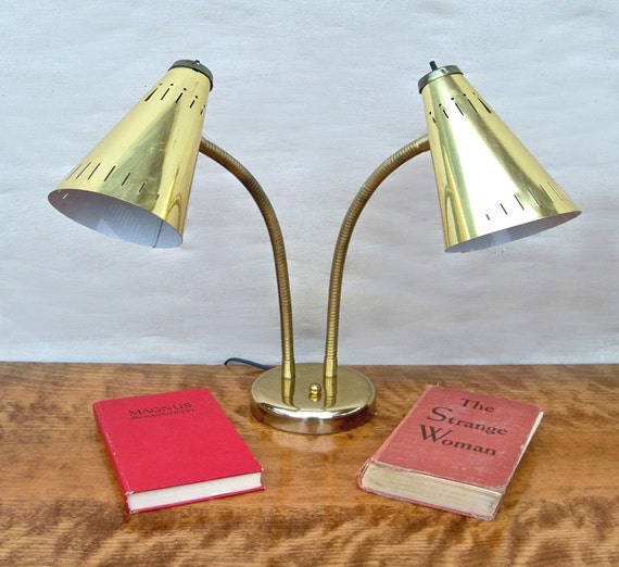 Mid Century Double Gooseneck Table Lamp Bedside Lamp