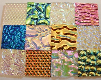 On Sale!! Wissmach (12) Pc Thin Black and Clear 1" x 1" Dichroic 90 COE Glass Assortment