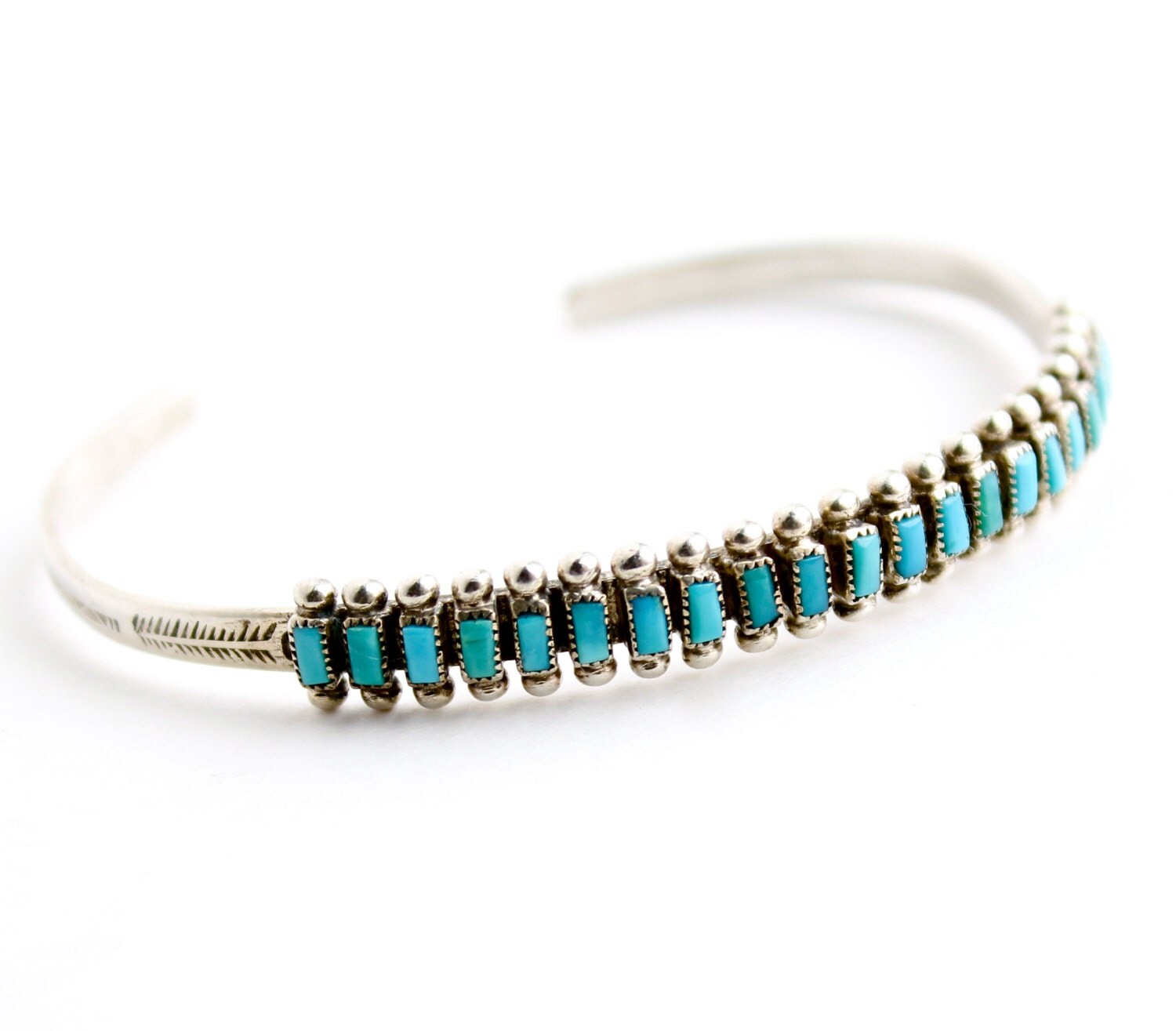 Vintage Sterling Silver Turquoise Cuff Bracelet Native