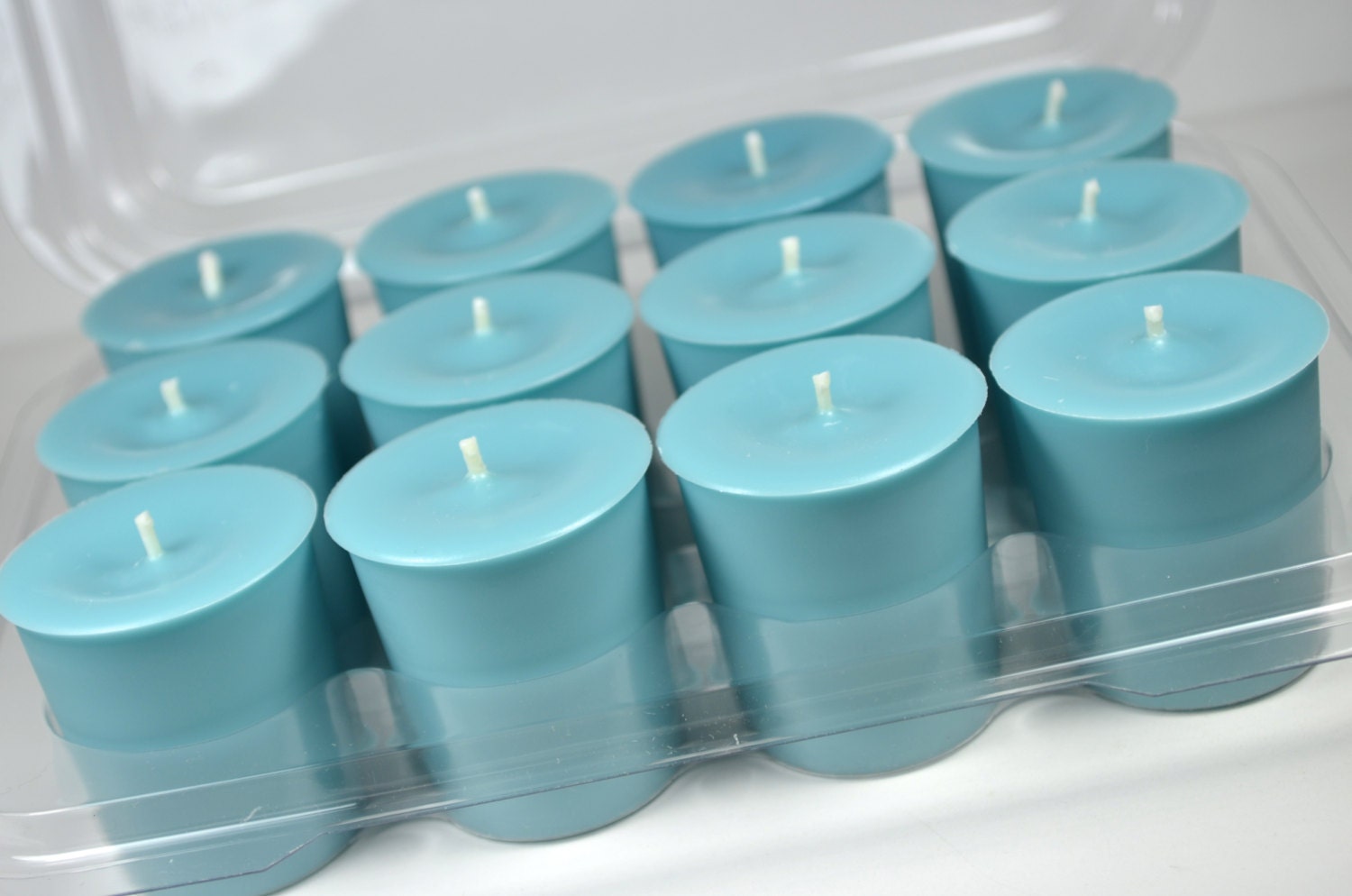 Items similar to Turquoise Soy Votive Candles 12 Unscented on Etsy