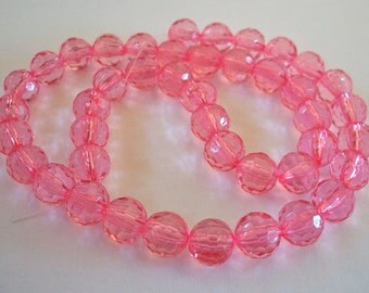 Light Pink Acrylic Round Bead Strand