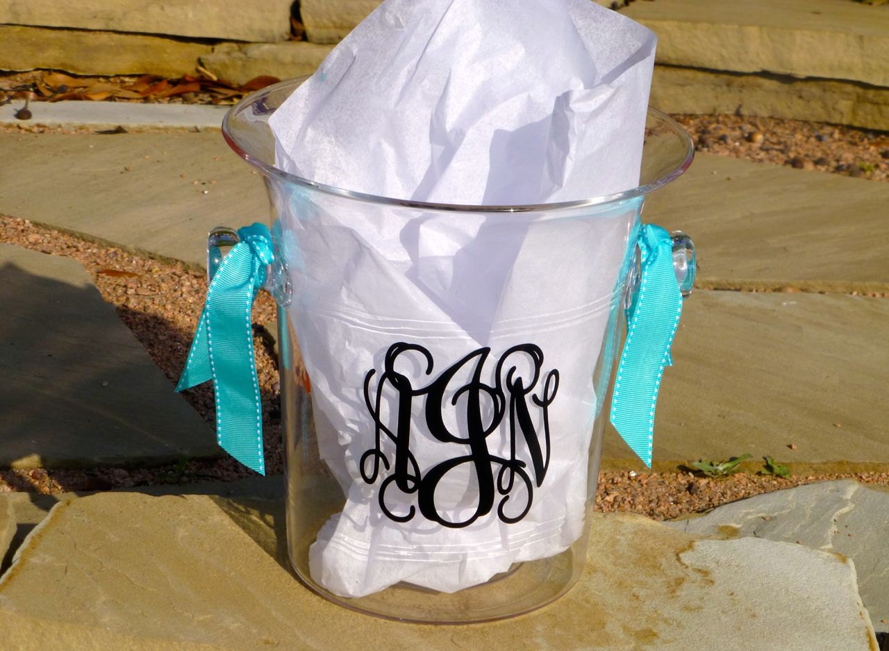 Personalized Ice Bucket Monogram Wine Cooler Acrylic Wine