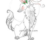 white wolf original art print 8x10