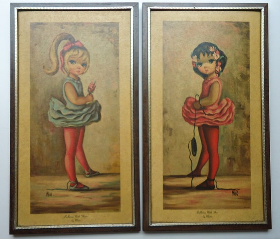 2 Framed Ballerina Prints by Maio Circa 1960s by VeejaysVintage