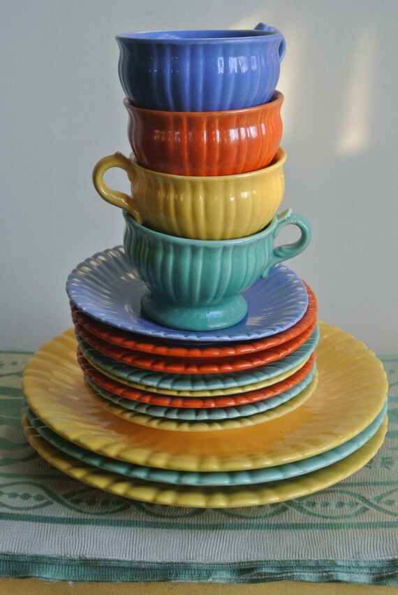 colorful dish set by stangl pottery art deco nouveau pottery colorful dish set by stangl pottery art deco nouveau pottery