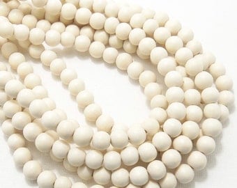 Whitewood, 8mm, Bleached, Round, Small, Smooth, Natural Wood Beads, 16 Inch Strand - ID 1421