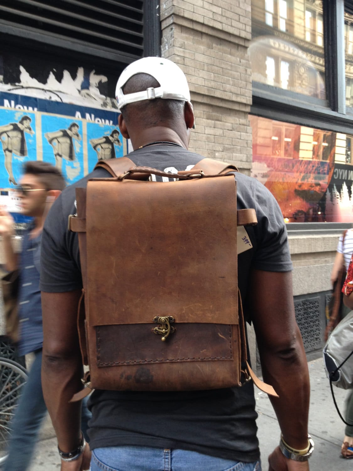 Mens leather backpack 17 laptop backpack Laptop rucksack