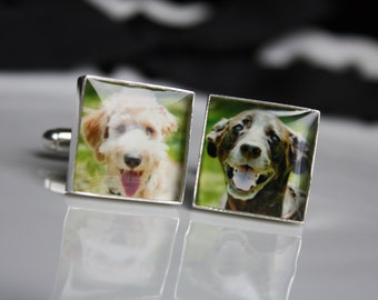 Custom Square Photo Cufflinks Great for Weddings, Grooms, Groomsmen, Father of the Bride, etc.