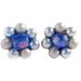 Light Metallic Blue Cluster Clip On Earrings with Faux Pearls and Faceted Acrylic Chunky Beads - Winter Space Sci Fi Vintage Jewelry