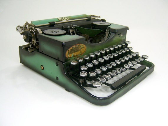 Vintage typewriter in green and black for library office