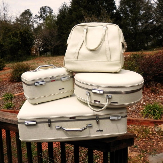 Vintage American Tourister White Luggage Tiara Vintage