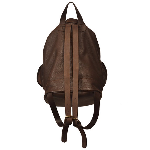 Handmade Unisex leather backpack in grained chocolate