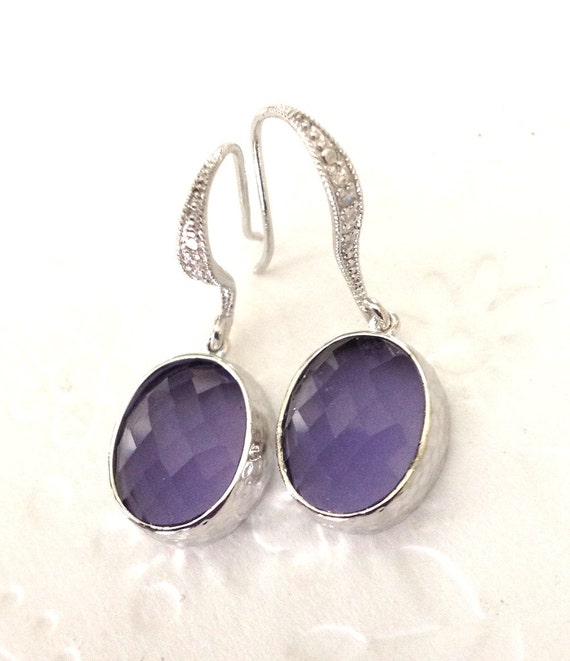 Dangle Drop earrings Inspirational Preppy purple by 2010louisek7