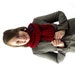 Cranberry Red Chunky Knit Cowl Scarf with Large Purple Button