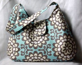Hobo Bag - Blue and Gray Purse - Amy Butler Wallflower