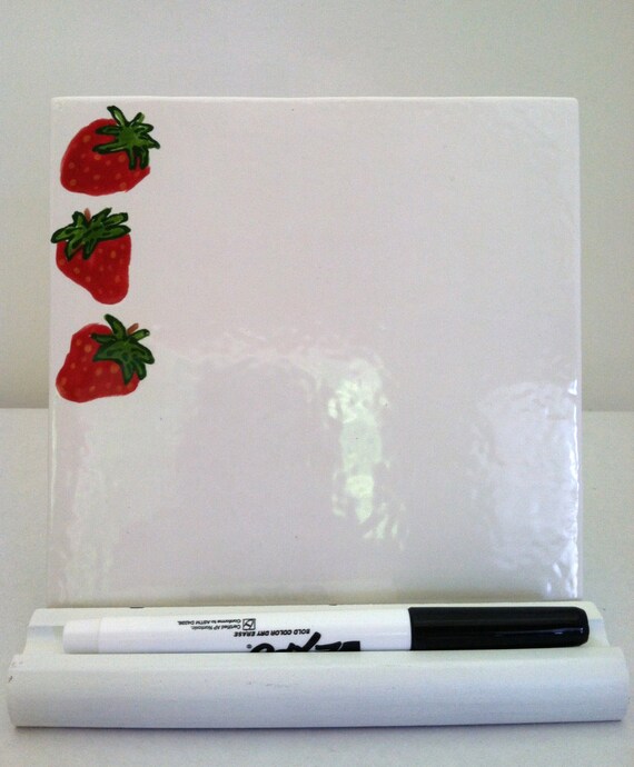 Items similar to Strawberry Dry Erase Board Ceramic Tile Dry Erase