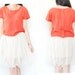 ON FINAL CLEARANCE - Miss Sunshine Vintage Salmon Orange Short Sleeve Cropped Blouse