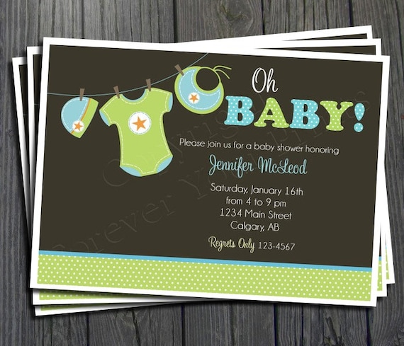 Baby Boy Shower Invitation - FREE Thank You Card Included Il_570xn